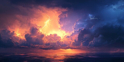 Obraz premium Storm clouds with lightnings