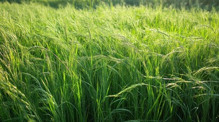 Green Grass Field in Sunlight