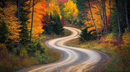 Fototapeta premium Winding Road Through Autumn Foliage