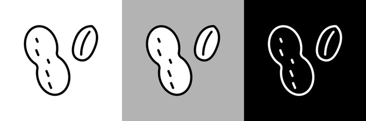 シンプルな線画の落花生、ピーナッツのベクターアイコン