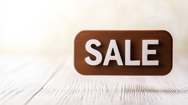 Bold Wooden "Sale" Sign on Counter