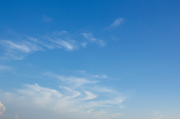 It is a blue sky with feathery clouds.