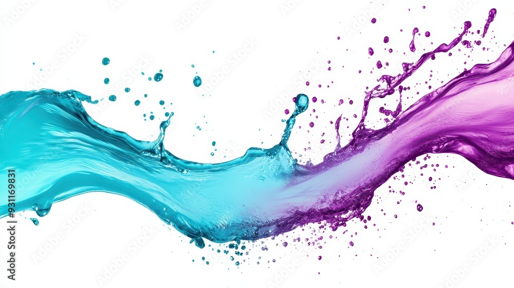 Poster a dynamic splash of blue and purple water creating an artistic visual effect.
