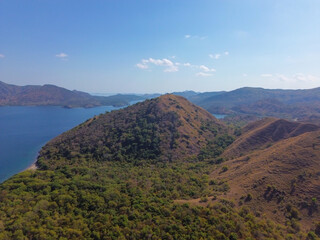 Naklejka premium Aerial view of Golo Mori in Komodo National Park, West Manggarai Regency, Flores, East Nusa Tenggara, Indonesia
