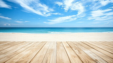 wooden pier extends from a sandy beach into the tranquil blue sea under a clear sky, symbolizing a journey or passage. The serene scene evokes feelings of peace, solitude, and reflection