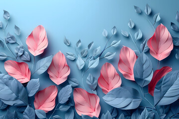 Captivating Abstract Artwork Inspired by the Beauty of Nature with Intricate Paper Leaves and Vines in Pastel Colors