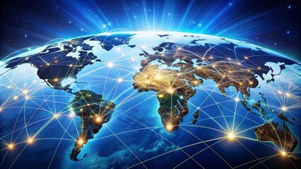 Fototapeta premium A world connected through a network of communication, illustrating the concept of globalization, globalization