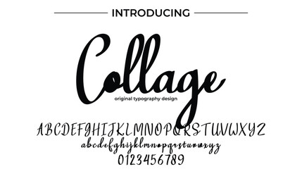 Collage Font Stylish brush painted an uppercase vector letters, alphabet, typeface