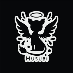 Musubi Silhouette Icon sticker on black background, Vector illustration.