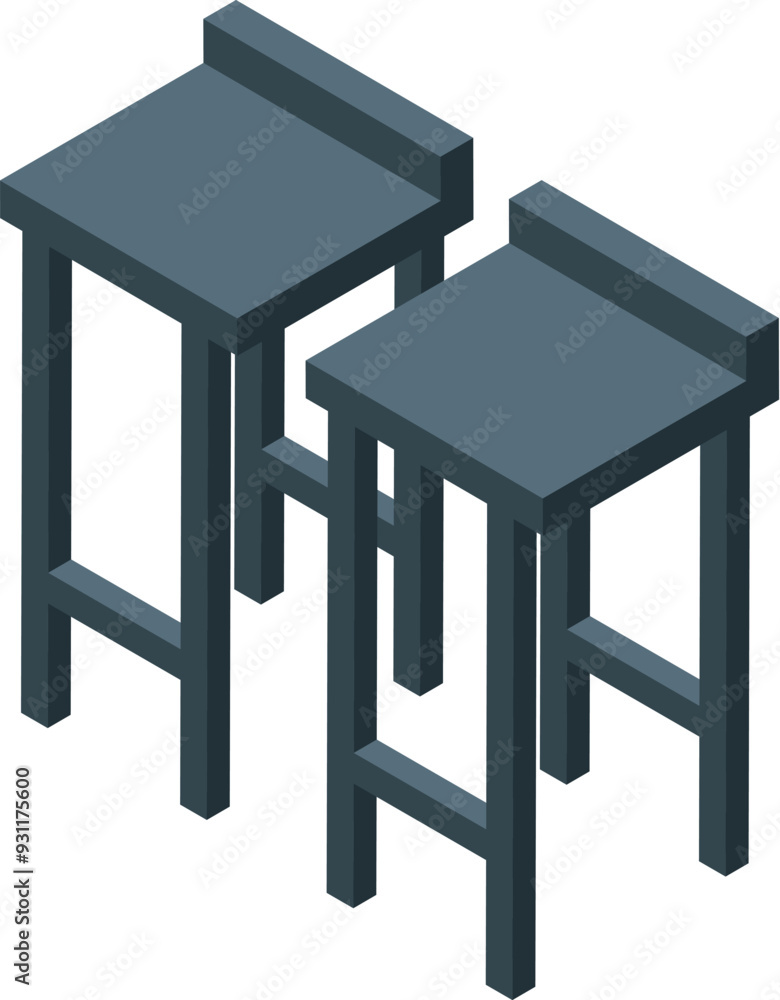Poster two simple and modern bar stools are standing next to each other, perfect for a stylish and minimali