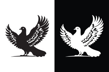 Obraz premium Pigeon vector style with black and white background.