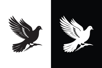Obraz premium Pigeon vector style with black and white background.