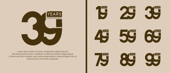 anniversary logo style set with brown color can be use for celebration moment