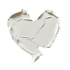 A smooth, white paint in the shape of a heart, isolated on a white background.
