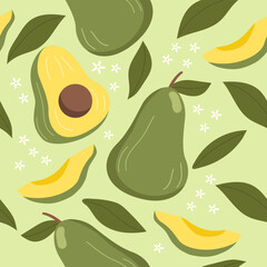 avocado seamless pattern illustration
