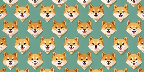 Seamless pattern with adorable shiba inu dogs, shiba inu, cute, background, texture, repeat, pet, design, digital, wallpaper, animal