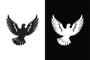 Pigeon vector style with black and white background.