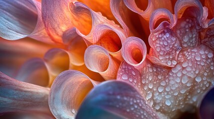 Obraz premium Close-up of Delicate Flower Petals with Dewdrops