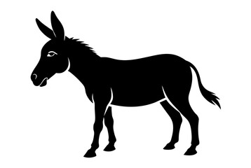 : Beautiful donkey silhouette black vector art illustration 