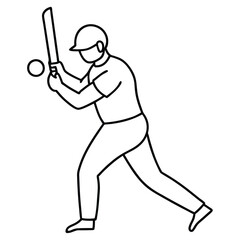 Cricketer Best Performance Color Line Art Vector Design.