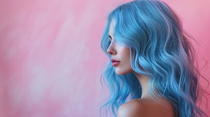 Vibrant portrait of woman with blue hair and freckles