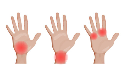 Hand, wrist and joint Pain Vector Illustration