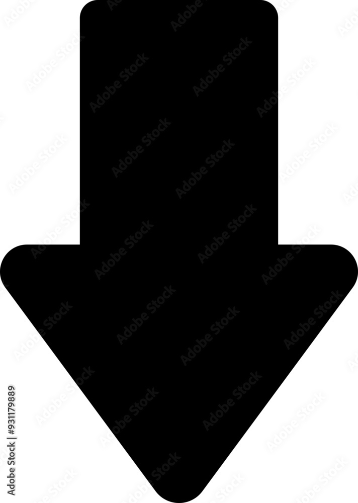 Poster down arrow vector icon. scroll illustration sign. animation of arrow bouncing as it slide down. grap
