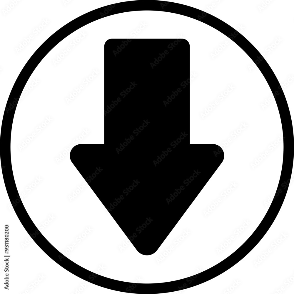 Poster down arrow vector icon. scroll illustration sign. animation of arrow bouncing as it slide down. grap