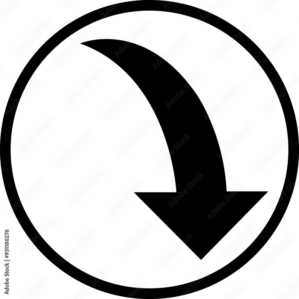 Poster down arrow vector icon. scroll illustration sign. animation of arrow bouncing as it slide down. grap