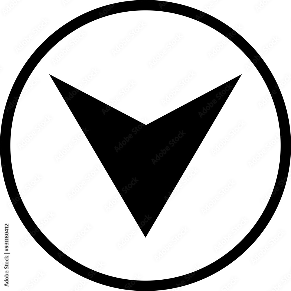 Poster down arrow vector icon. scroll illustration sign. animation of arrow bouncing as it slide down. grap