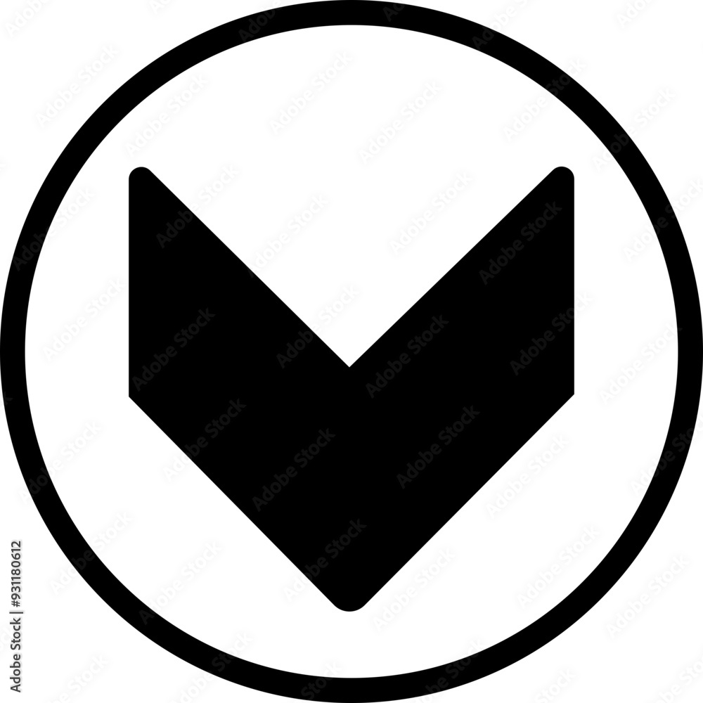 Poster down arrow vector icon. scroll illustration sign. animation of arrow bouncing as it slide down. grap