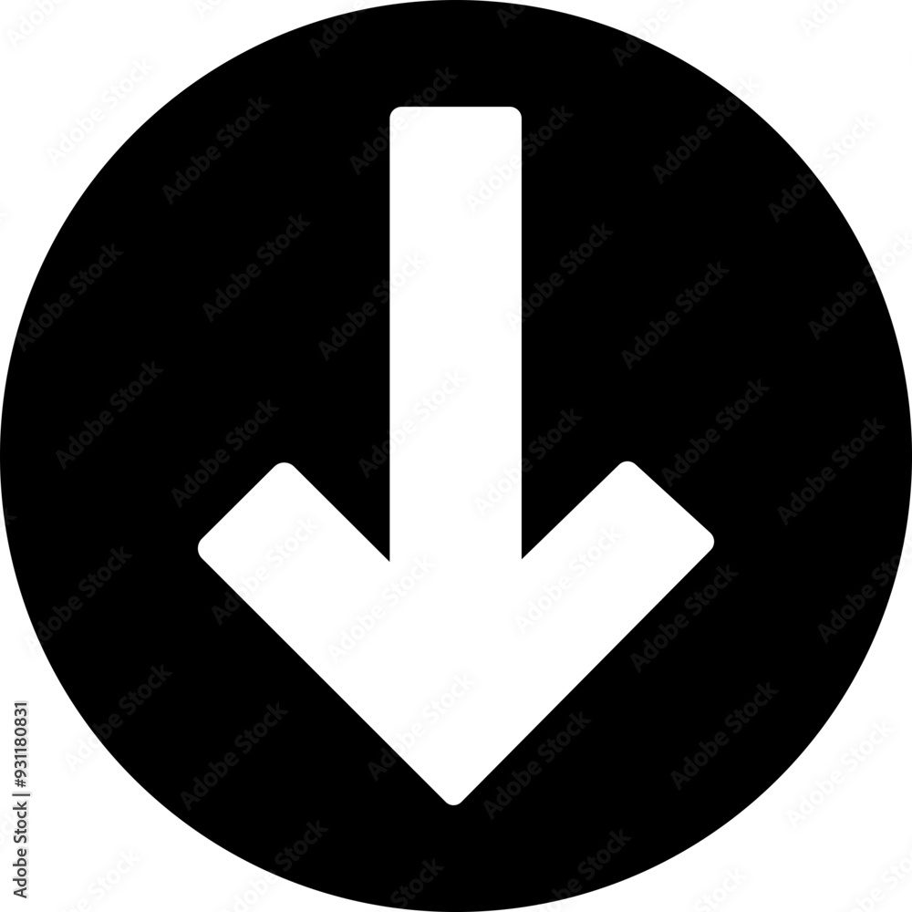 Poster down arrow vector icon. scroll illustration sign. animation of arrow bouncing as it slide down. grap