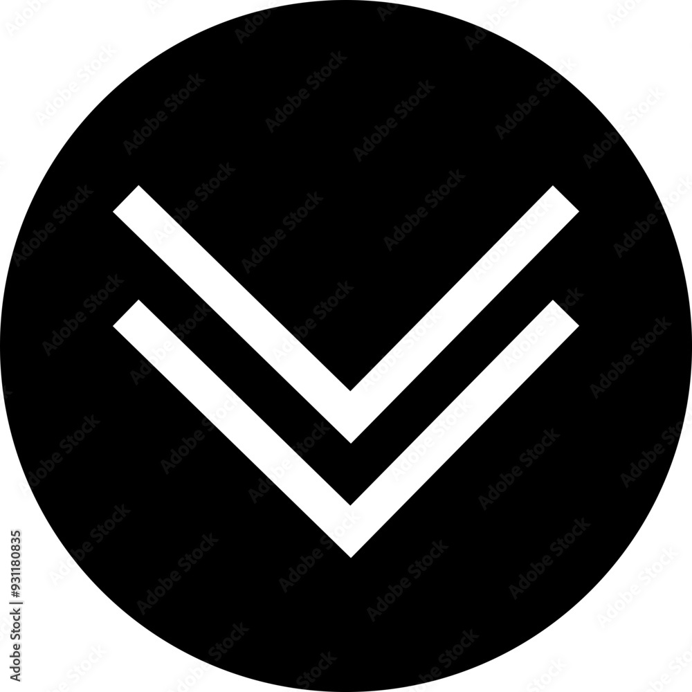 Poster down arrow vector icon. scroll illustration sign. animation of arrow bouncing as it slide down. grap