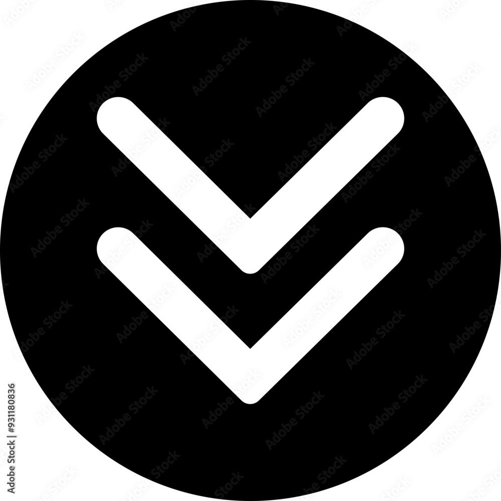 Poster down arrow vector icon. scroll illustration sign. animation of arrow bouncing as it slide down. grap