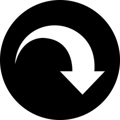 Down arrow vector icon. scroll illustration sign. Animation of arrow bouncing as it slide down. Graphic flat design element pictogram Suitable for app and websites isolated on transparent background.