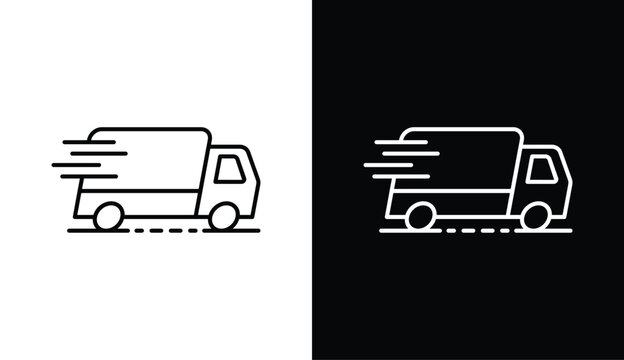 delivery truck icon set. fast shipping icon, fast delivery truck icon symbol sign. vector illustration