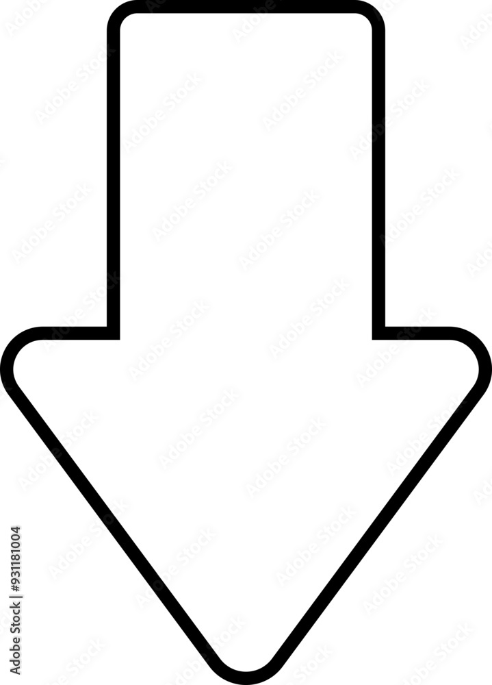 Poster down arrow vector icon. scroll illustration sign. animation of arrow bouncing as it slide down. grap