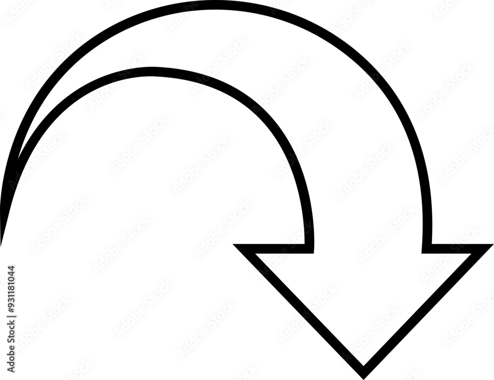 Poster down arrow vector icon. scroll illustration sign. animation of arrow bouncing as it slide down. grap