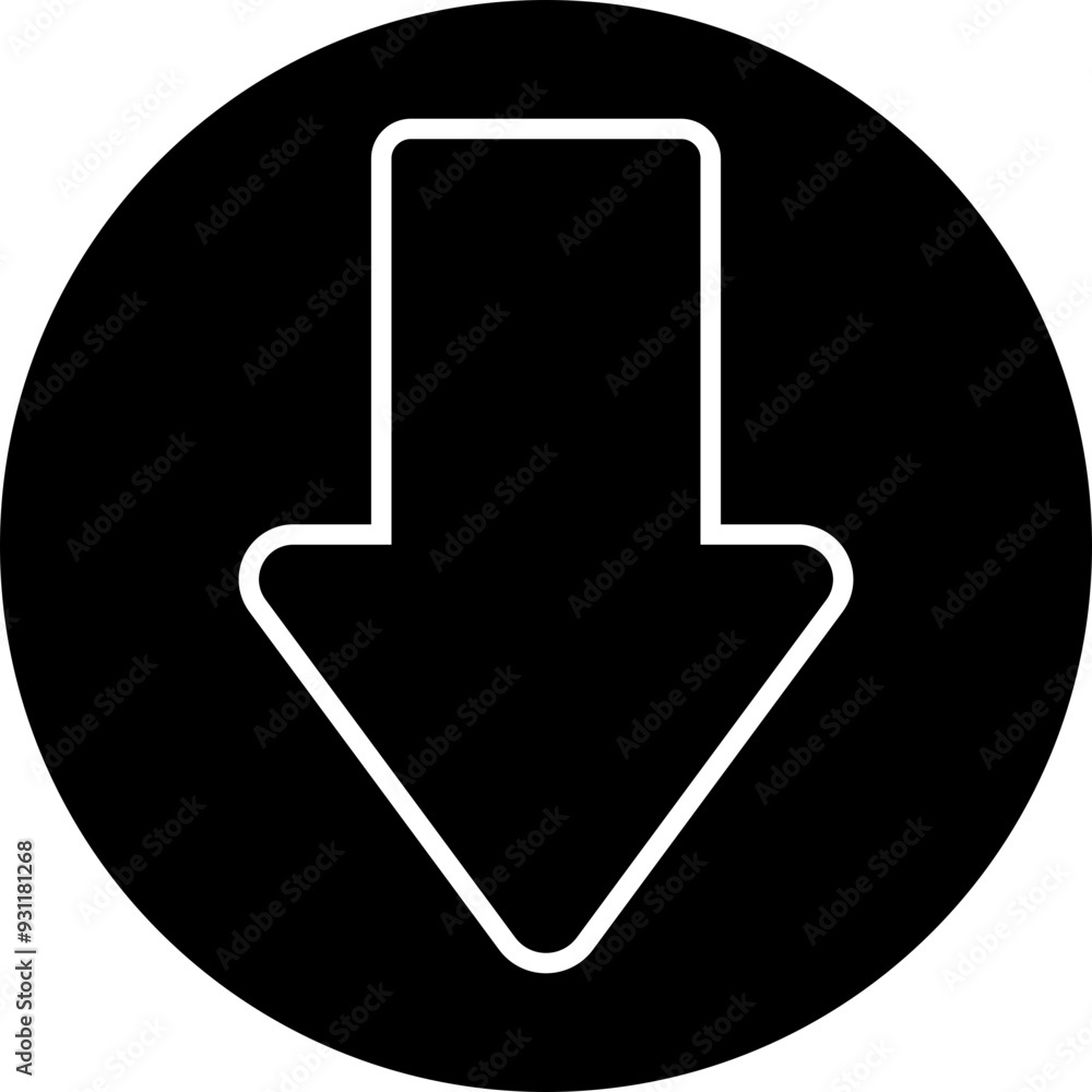 Poster down arrow vector icon. scroll illustration sign. animation of arrow bouncing as it slide down. grap