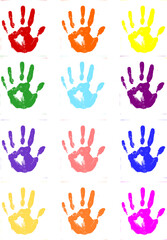 handprint with paint. color pattern. in vector graphics
