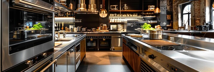 Modern kitchen design in a dining establishment