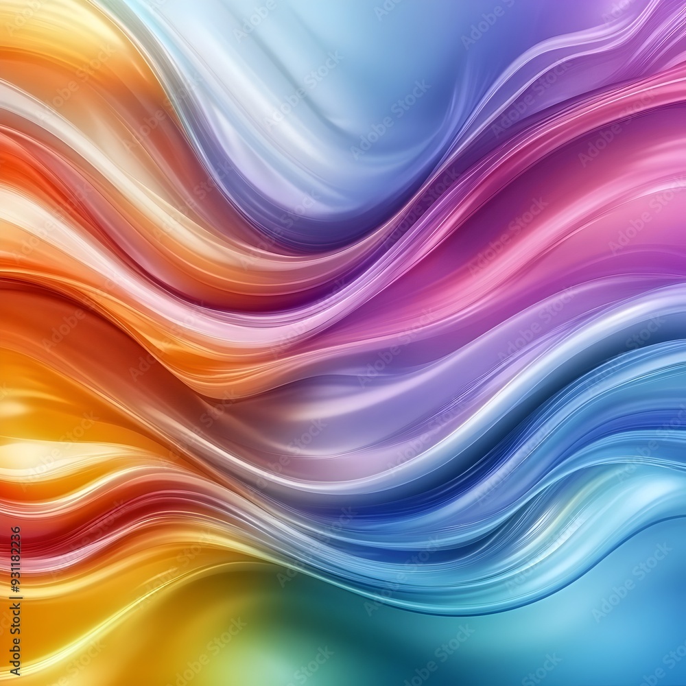 Poster vibrant fluid waves a dynamic abstract digital art piece featuring flowing colorful gradients and sm