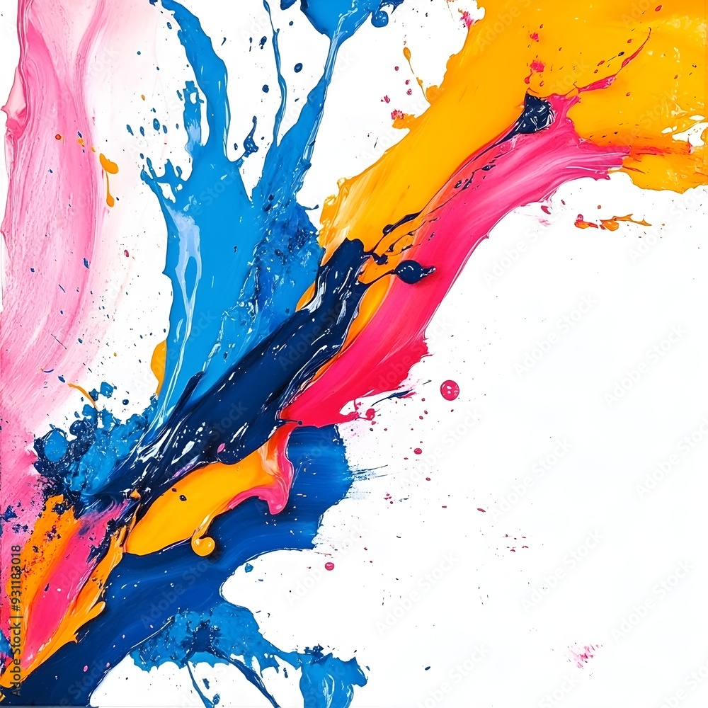 Aufkleber striking abstract composition featuring bold vibrant splashes of paint in a variety of colors blendi
