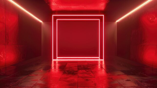 Stylish dark red square interior element with copy space
