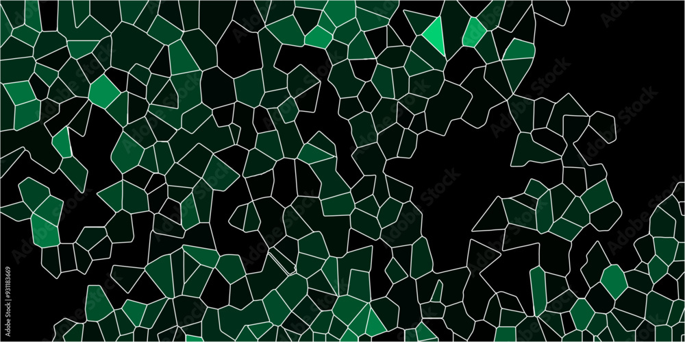 Aufkleber 3D broken glass quartz vonoroi diagram vector background.Papercut geometric mosaic tiles pattern background. Broken Stained-Glass Background with lines. 