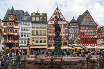 Naklejka premium Römerberg, public space in Frankfurt, Germany on a Spring Day