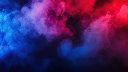 Fototapeta premium Abstract background of blue and red smoke on black background.