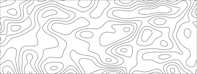 Obraz premium Black and white abstract papercut and multi-layer cutout geometric pattern. Vector Topographic canyon geometric map relief texture. Topographic contour lines map seamless pattern