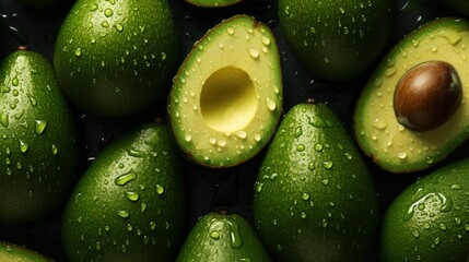 Fresh tropical avocado fruit background. ai generated art image