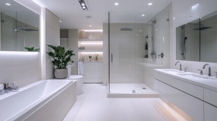 Modern Gray Bathroom Interior with Abundant Natural Light and Elegant Design Aesthetics
